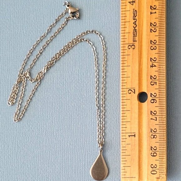 TEARDROP Stainless Steel Charm Chain Necklace 18" Earrings SET - Picture 5 of 16